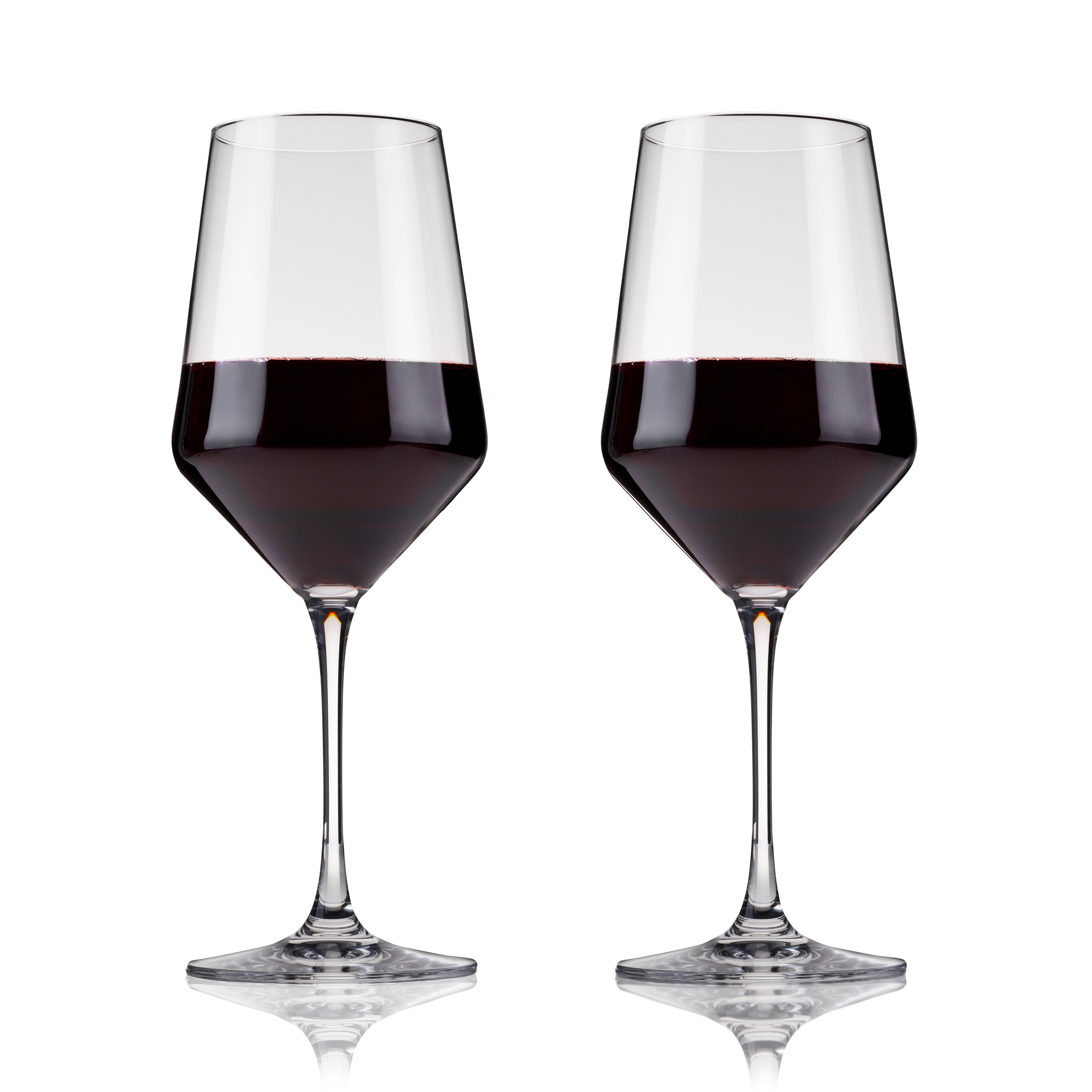 Raye Angled Crystal Bordeaux Glasses Set of 2