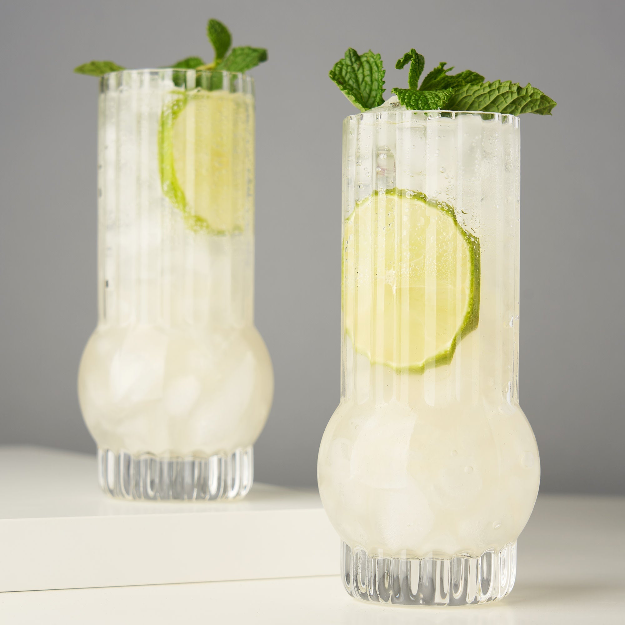 Art Deco Crystal Highball Glasses, S/2