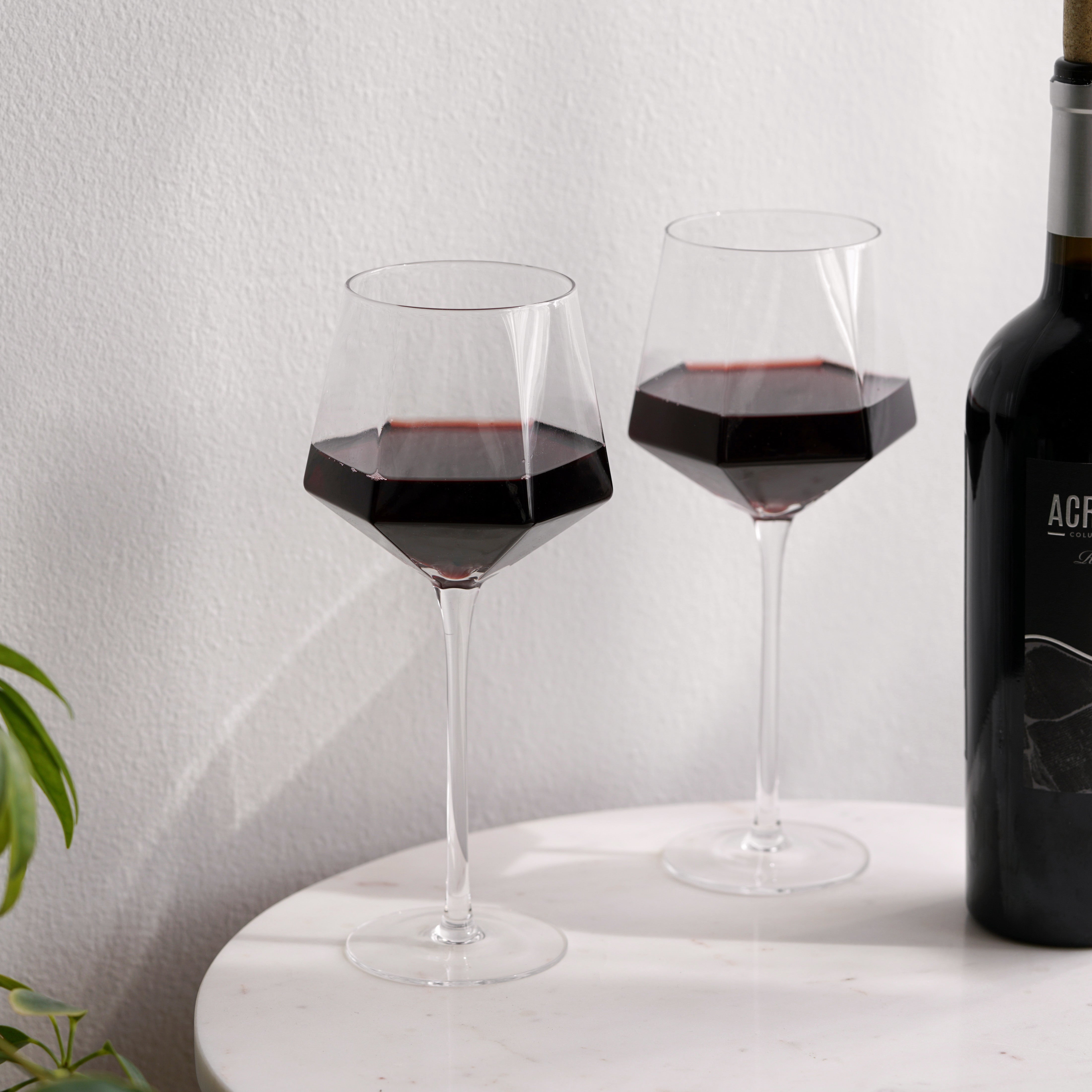 Seneca Diamond Crystal Wine Glasses, S/2