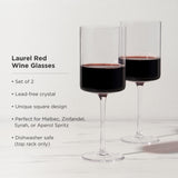 Laurel Crystal Red Wine Glasses, S/2