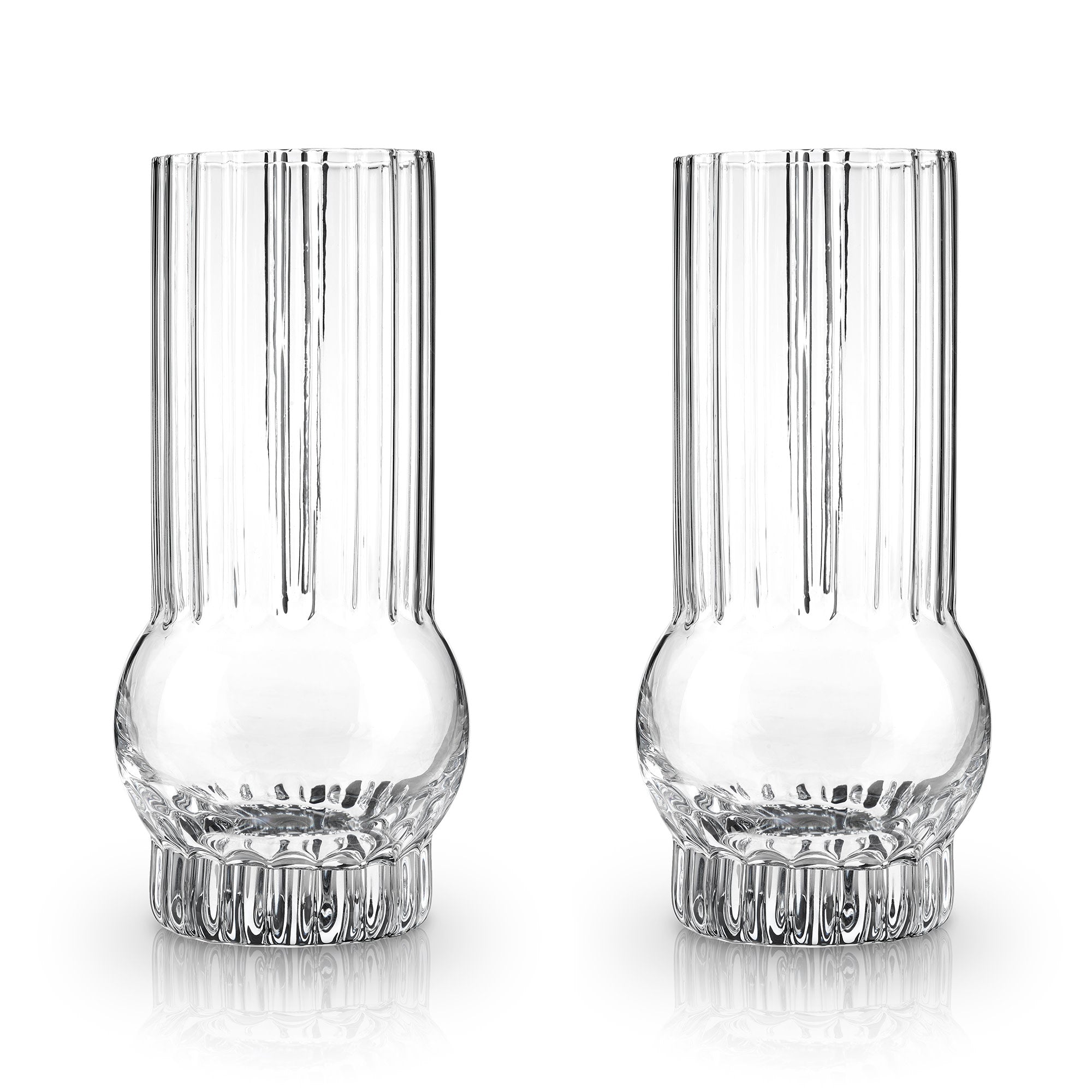 Art Deco Crystal Highball Glasses, S/2