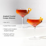 Raye Angled Crystal Coupe Glasses, S/2