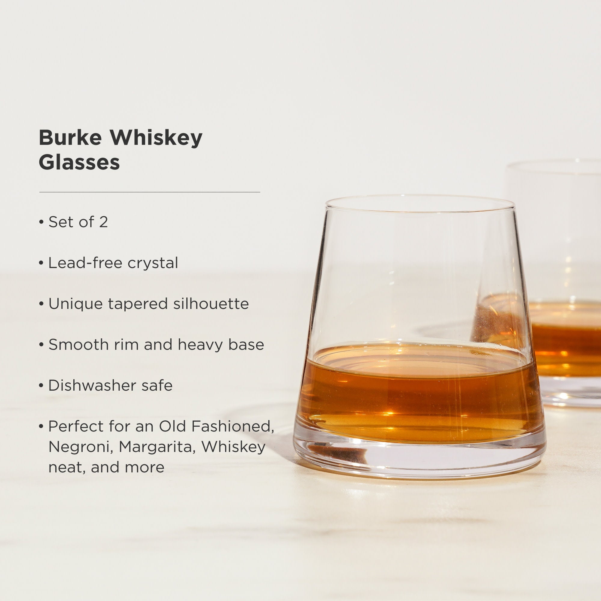 Burke Crystal Whiskey Glasses, S/2