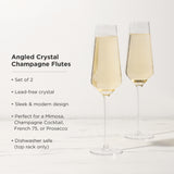 Raye Angled Crystal Champagne Flutes , S/2