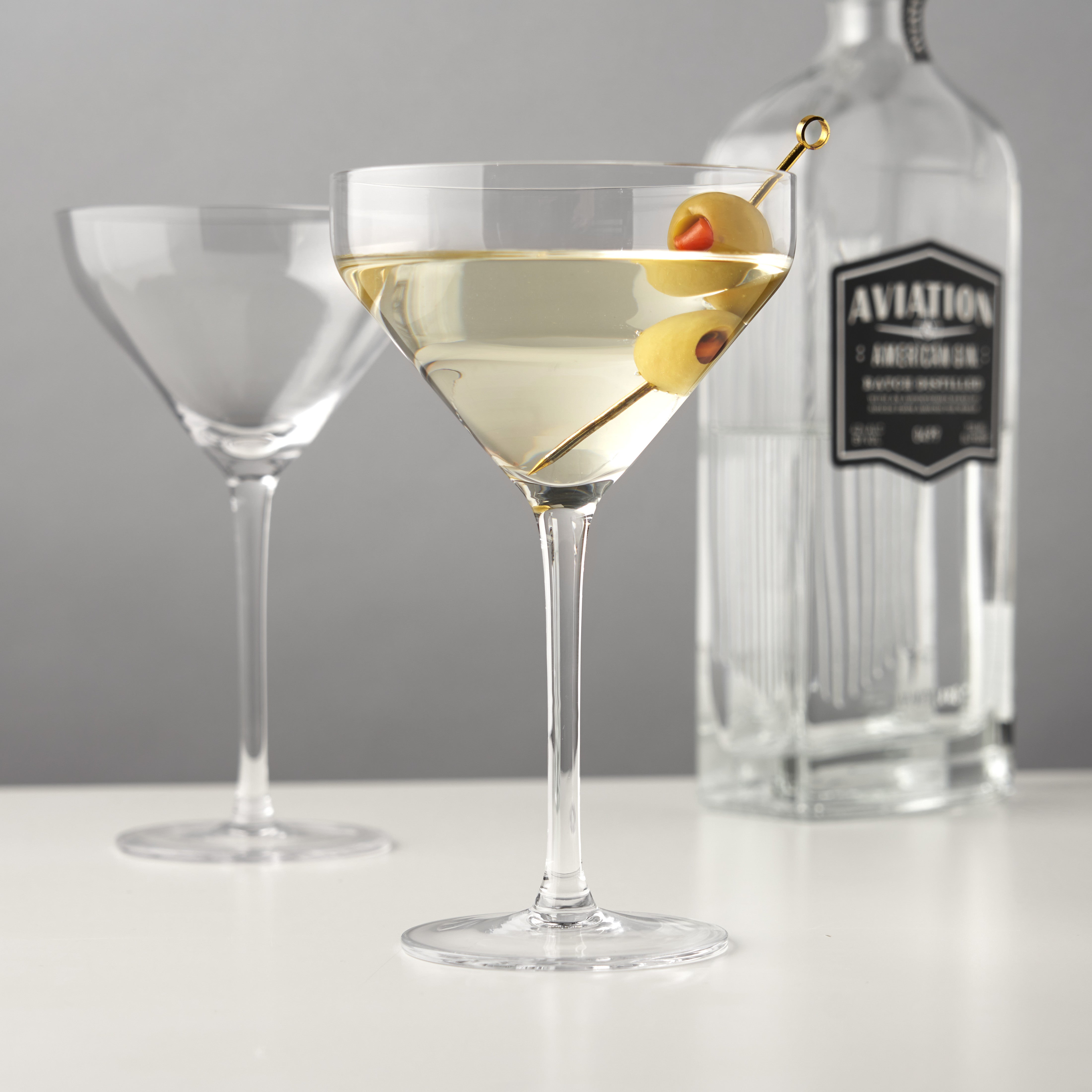 Raye Angled Crystal Martini Glasses, S/2