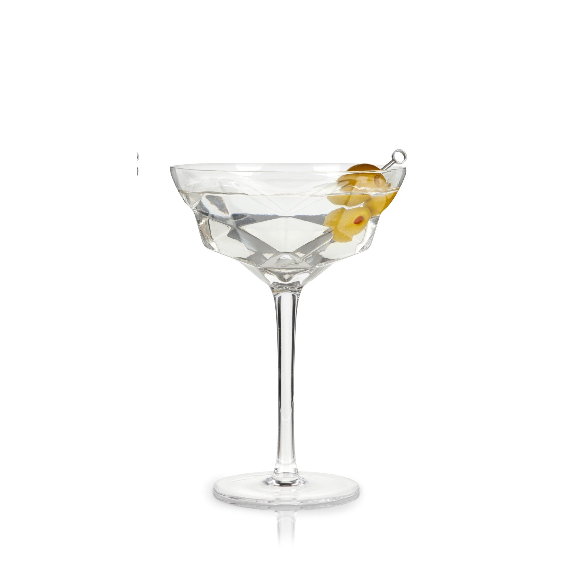 Seneca Faceted Crystal Martini Glasses, S/2