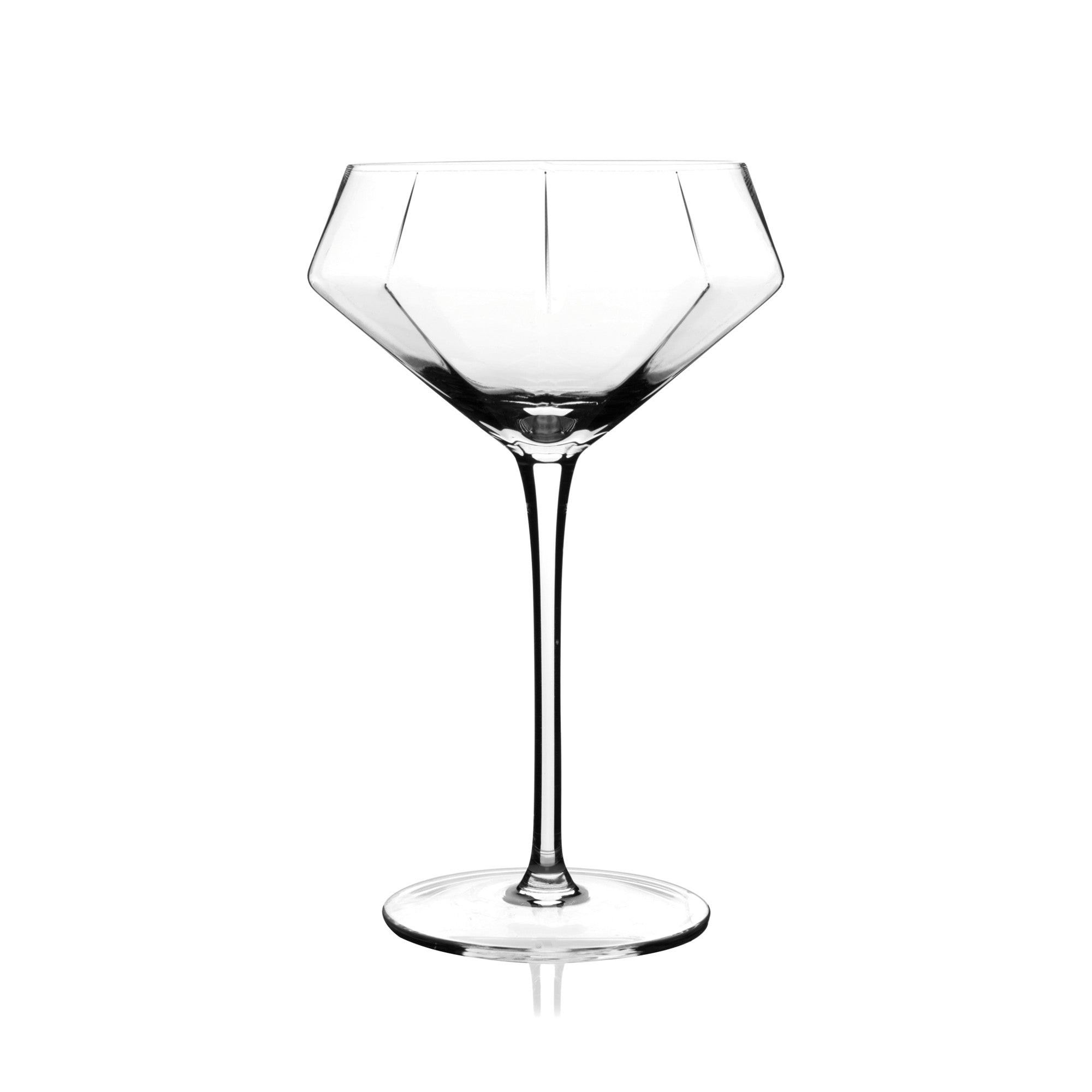 Seneca Faceted Crystal Martini Glasses, S/2