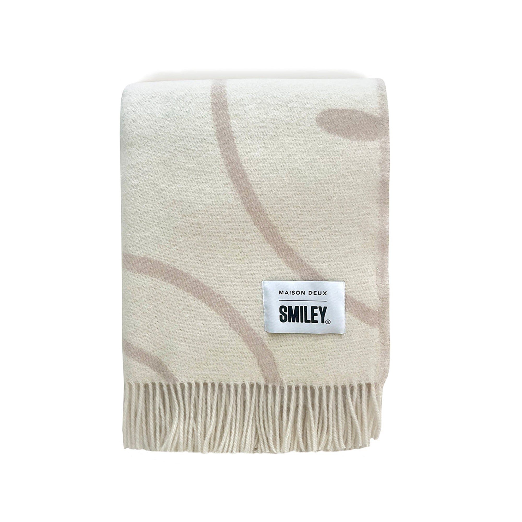 Smiley Blanket White Grey Print