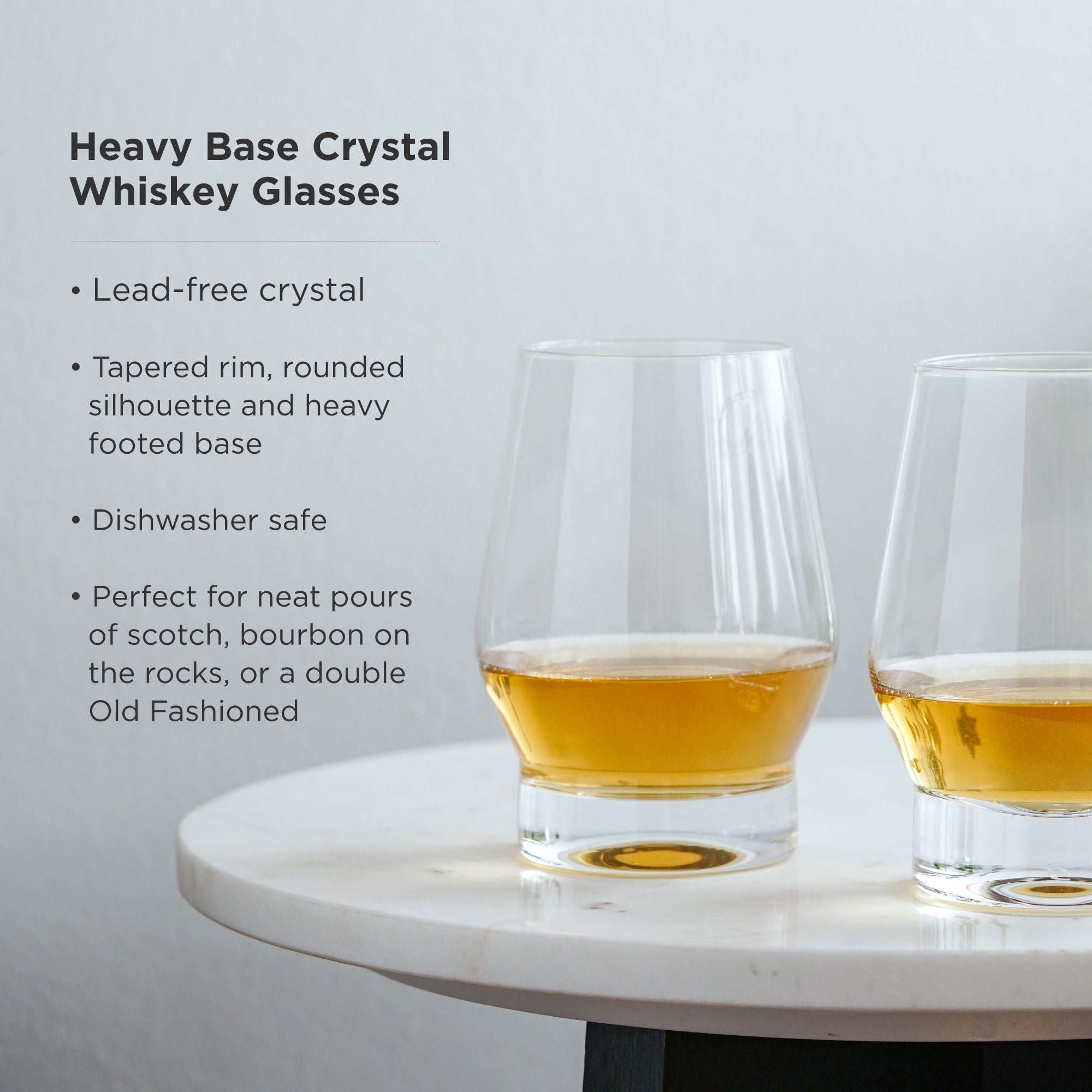 Raye Heavy Base Crystal Whiskey Glasses, S/2