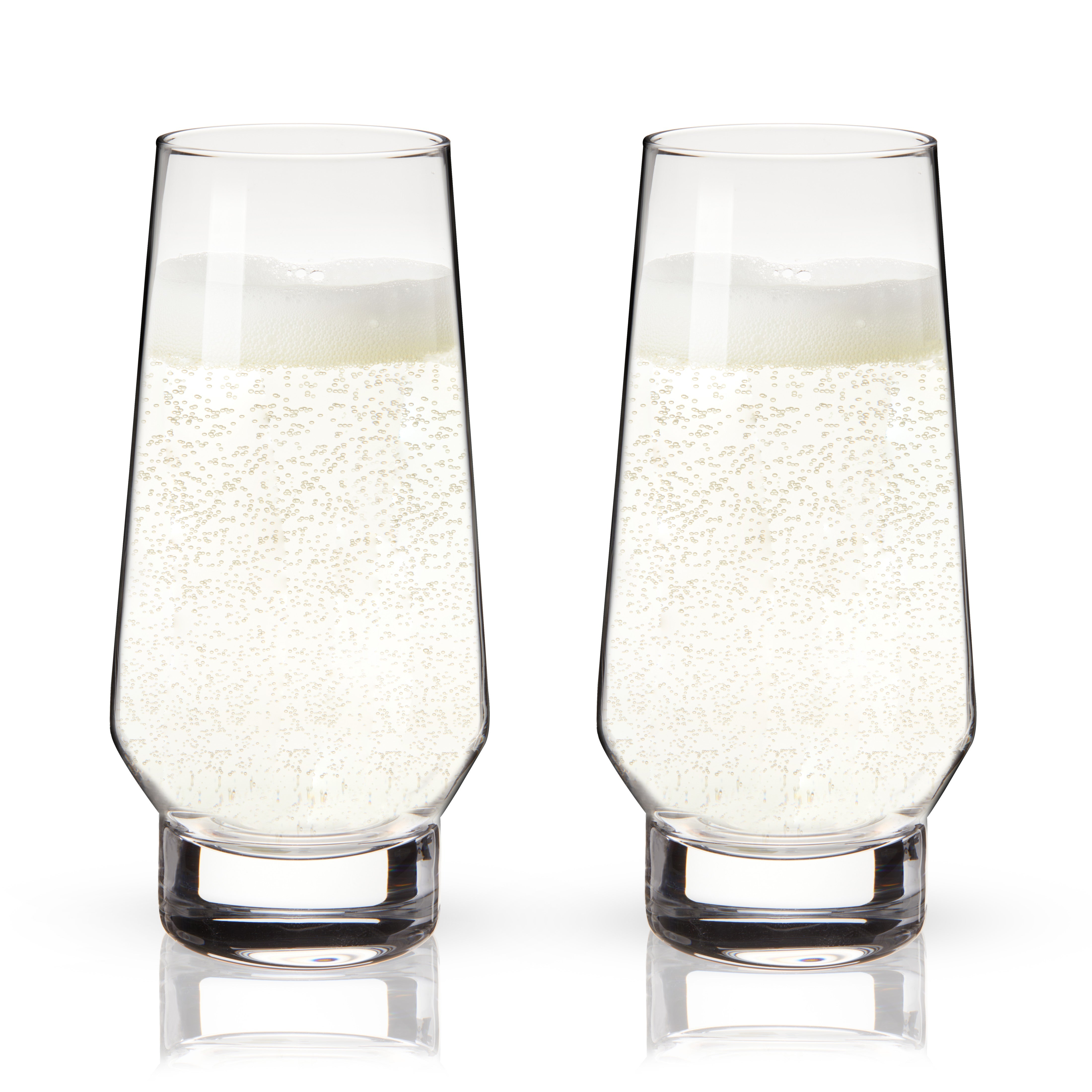 Raye Heavy Base Stemless Crystal Champagne Flutes, S/2