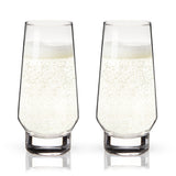 Raye Heavy Base Stemless Crystal Champagne Flutes, S/2