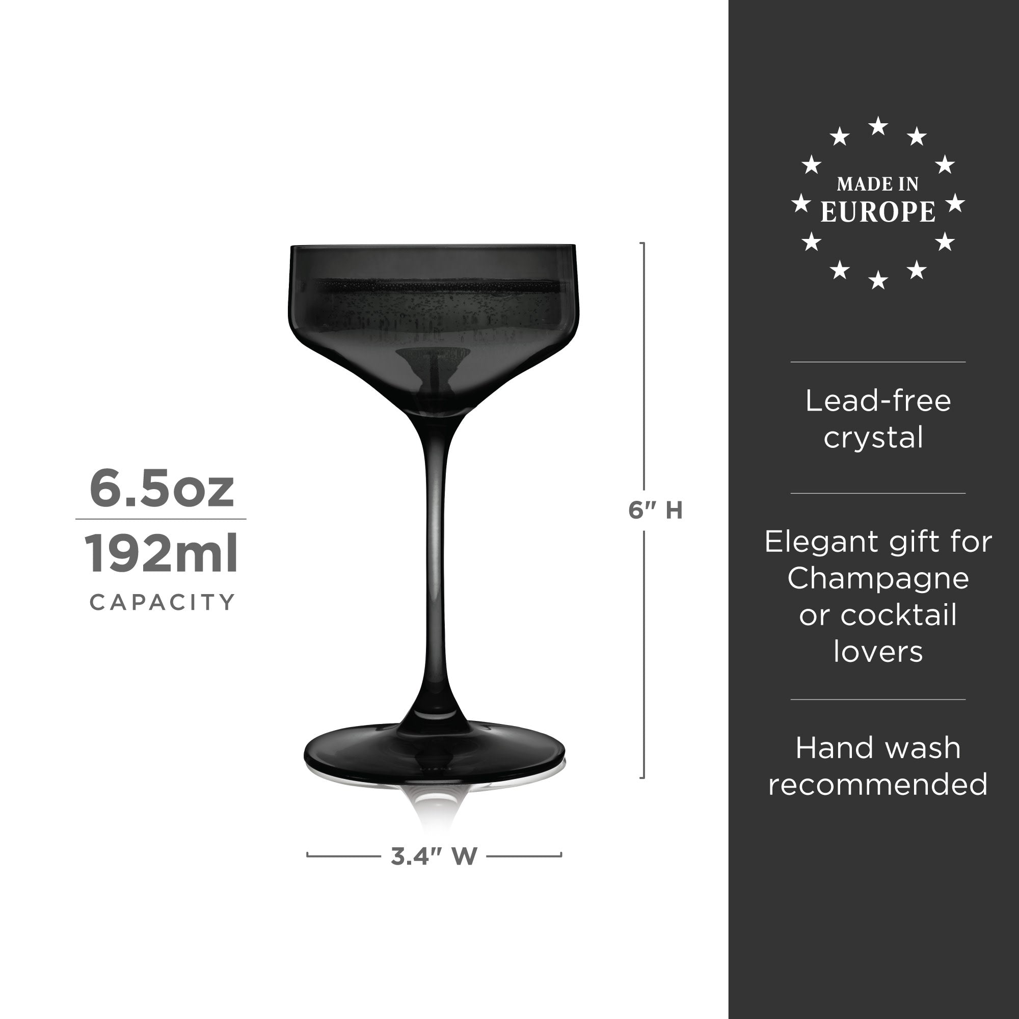 Reserve Nouveau Crystal Coupe Glasses in Smoke Set of 2