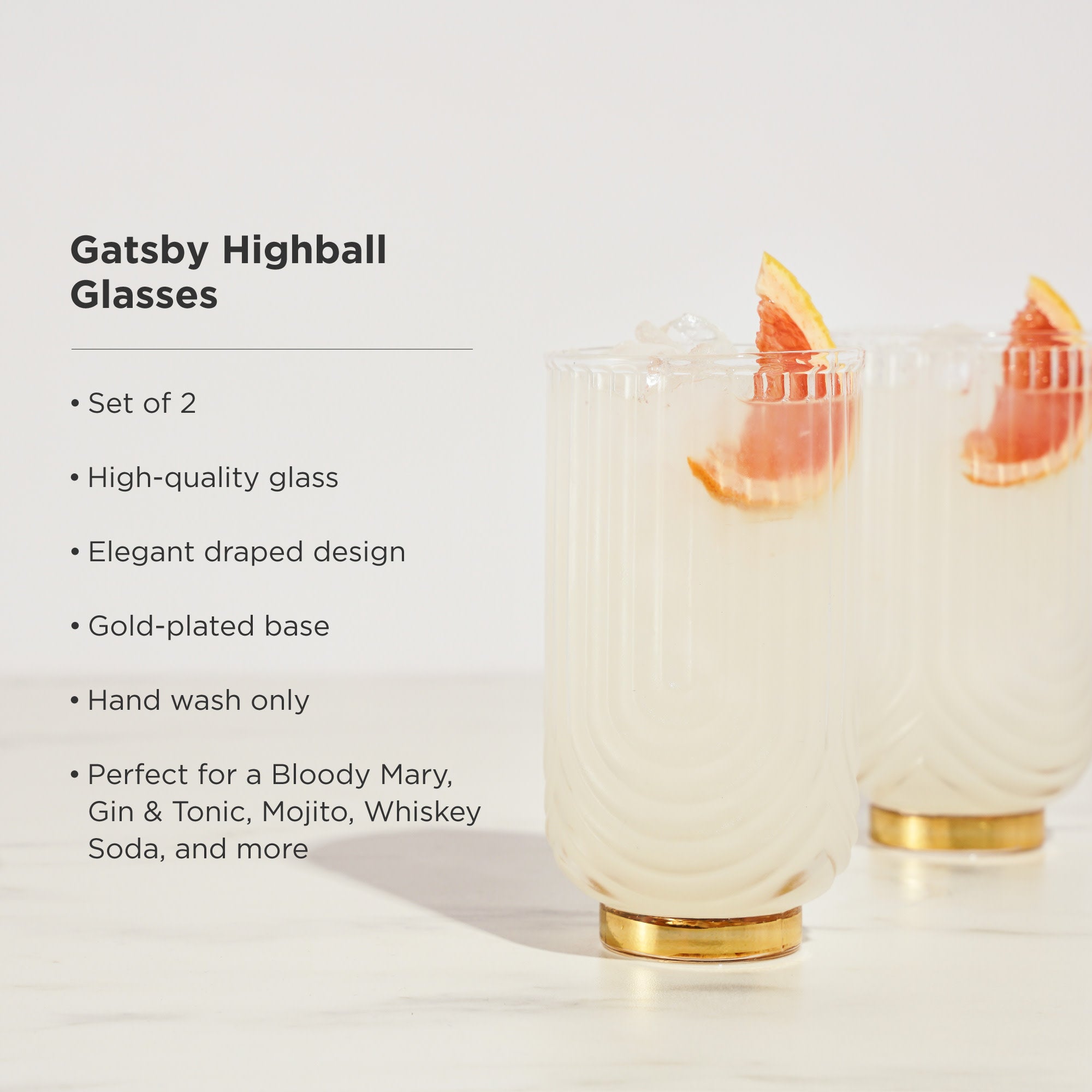 Gatsby Highball Glasses, S/2