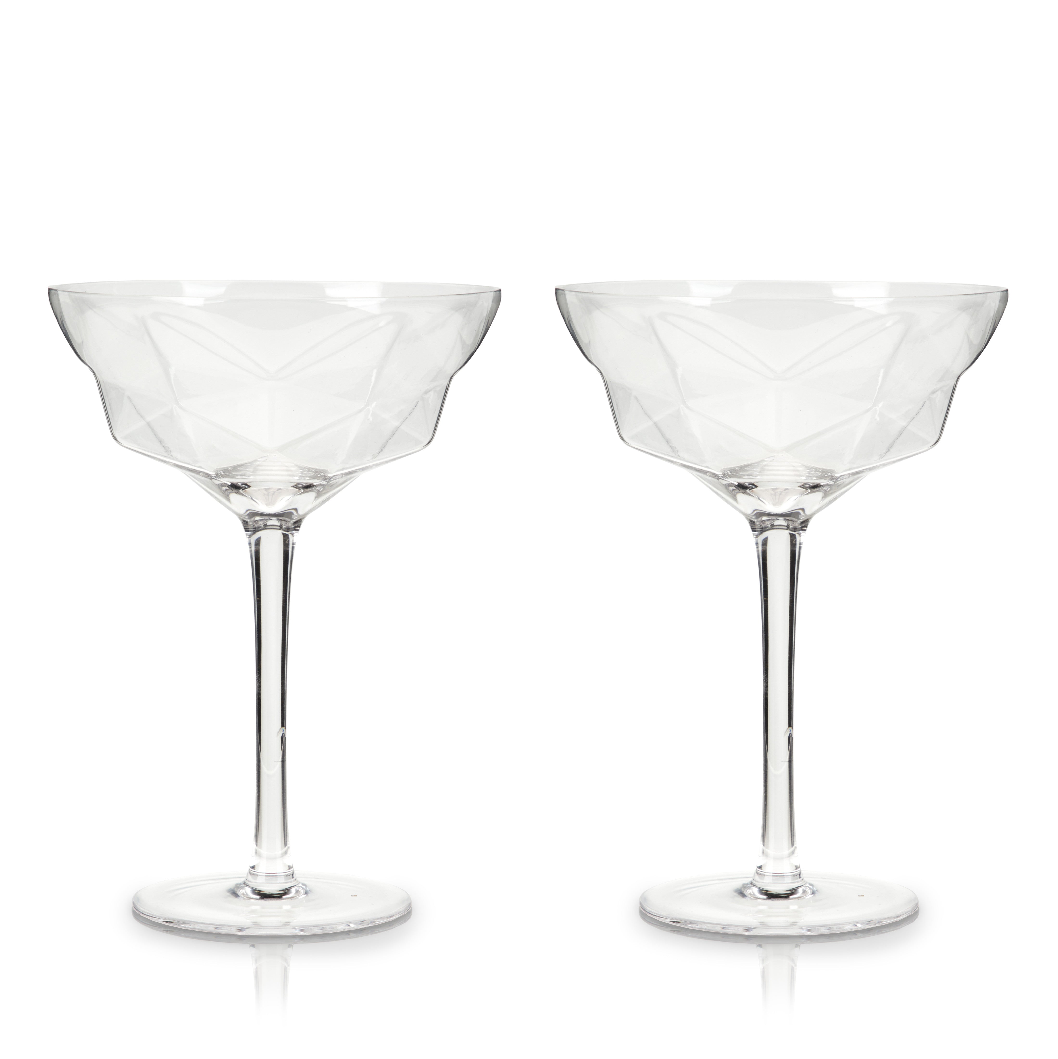 Seneca Faceted Crystal Martini Glasses, S/2