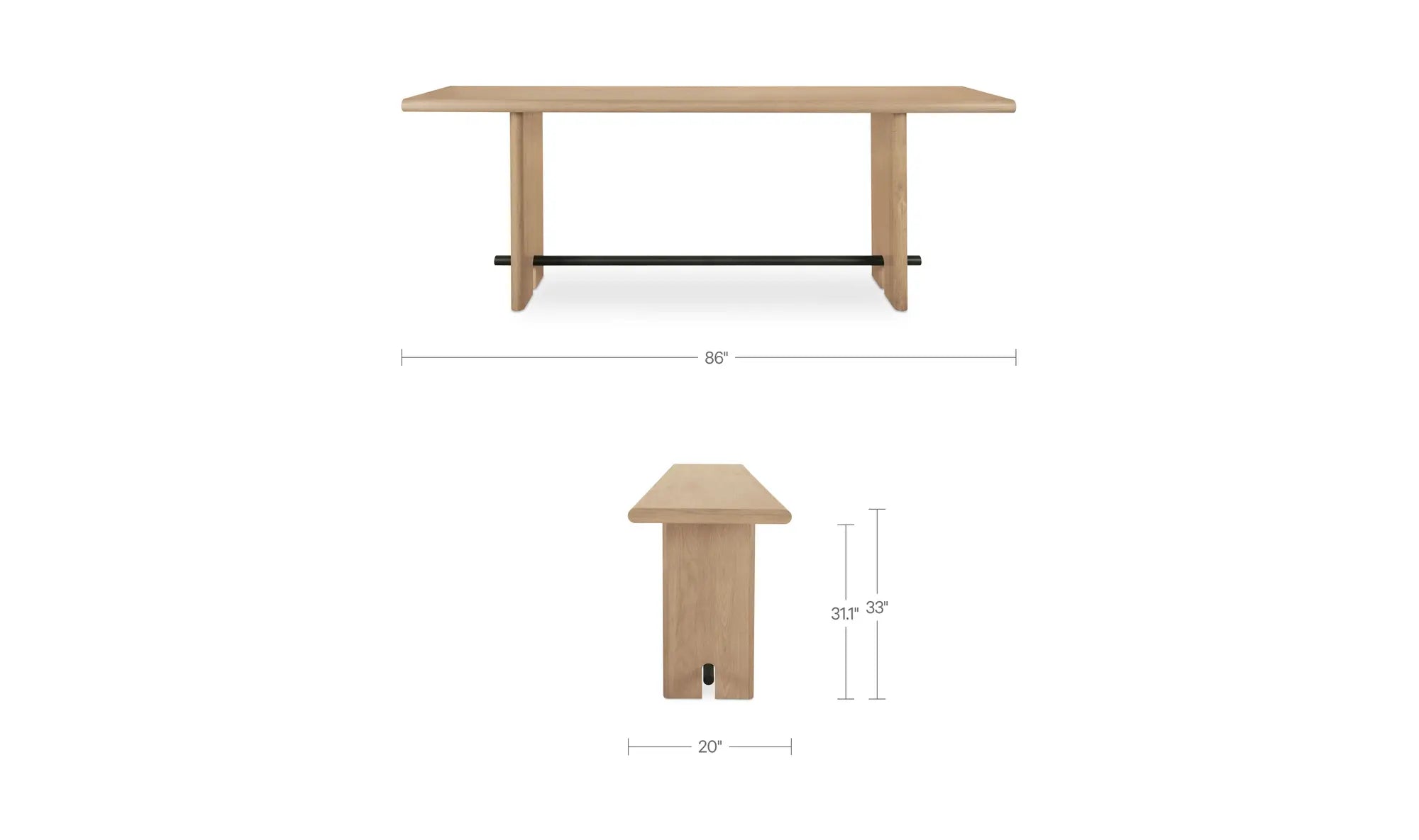 Madison Console Table in Natural