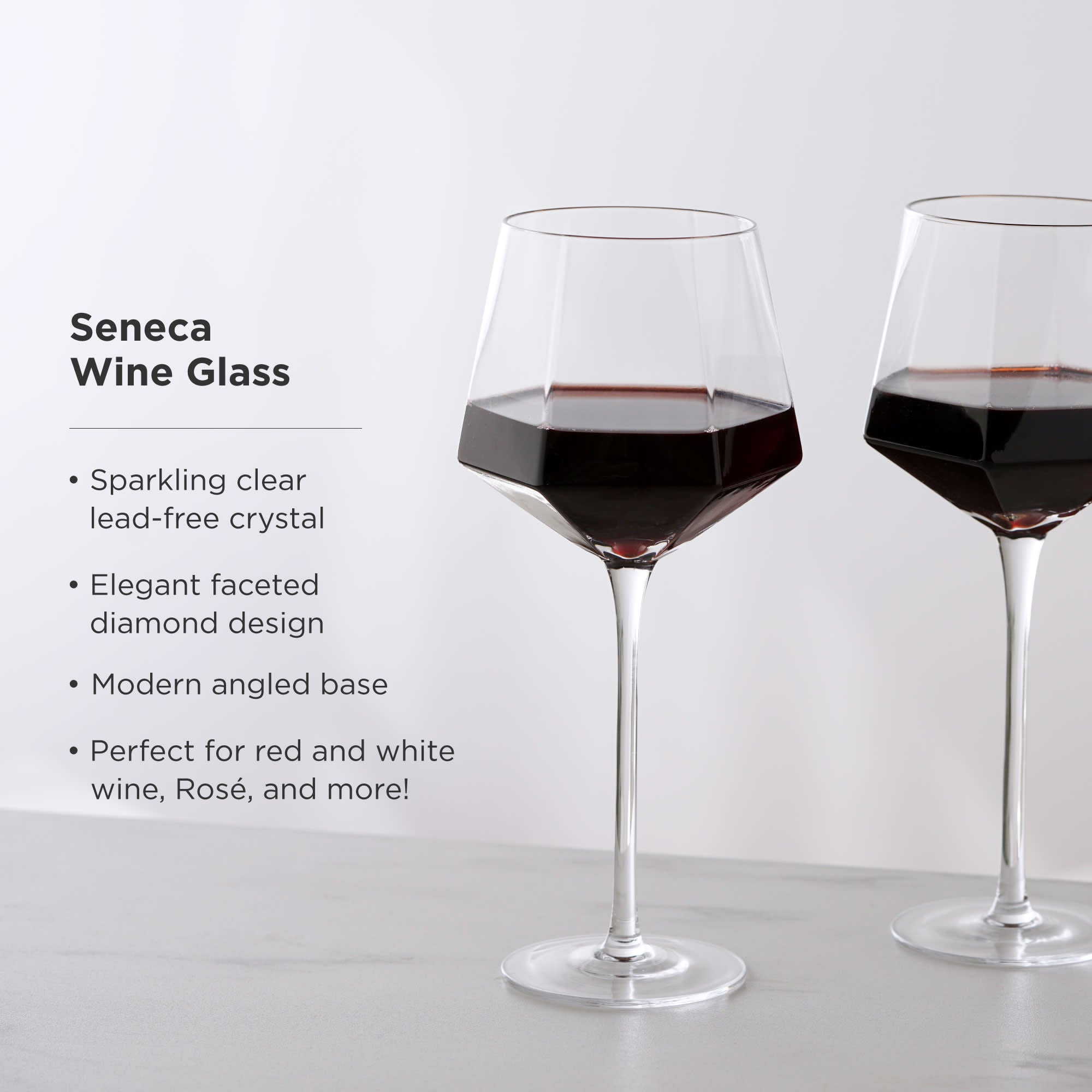Seneca Diamond Crystal Wine Glasses, S/2
