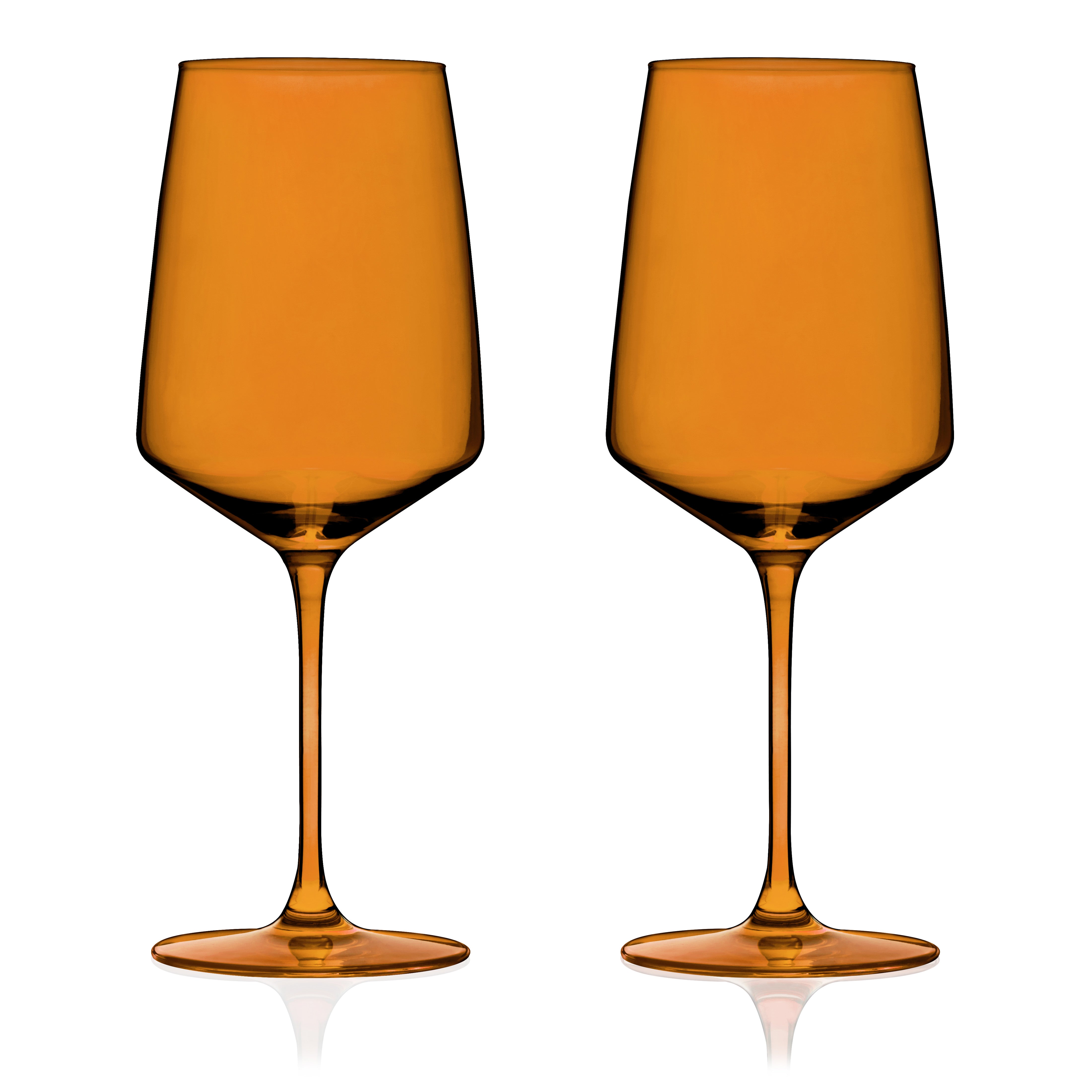 Reserve Nouveau Crystal Wine Glasses, Amber S/2