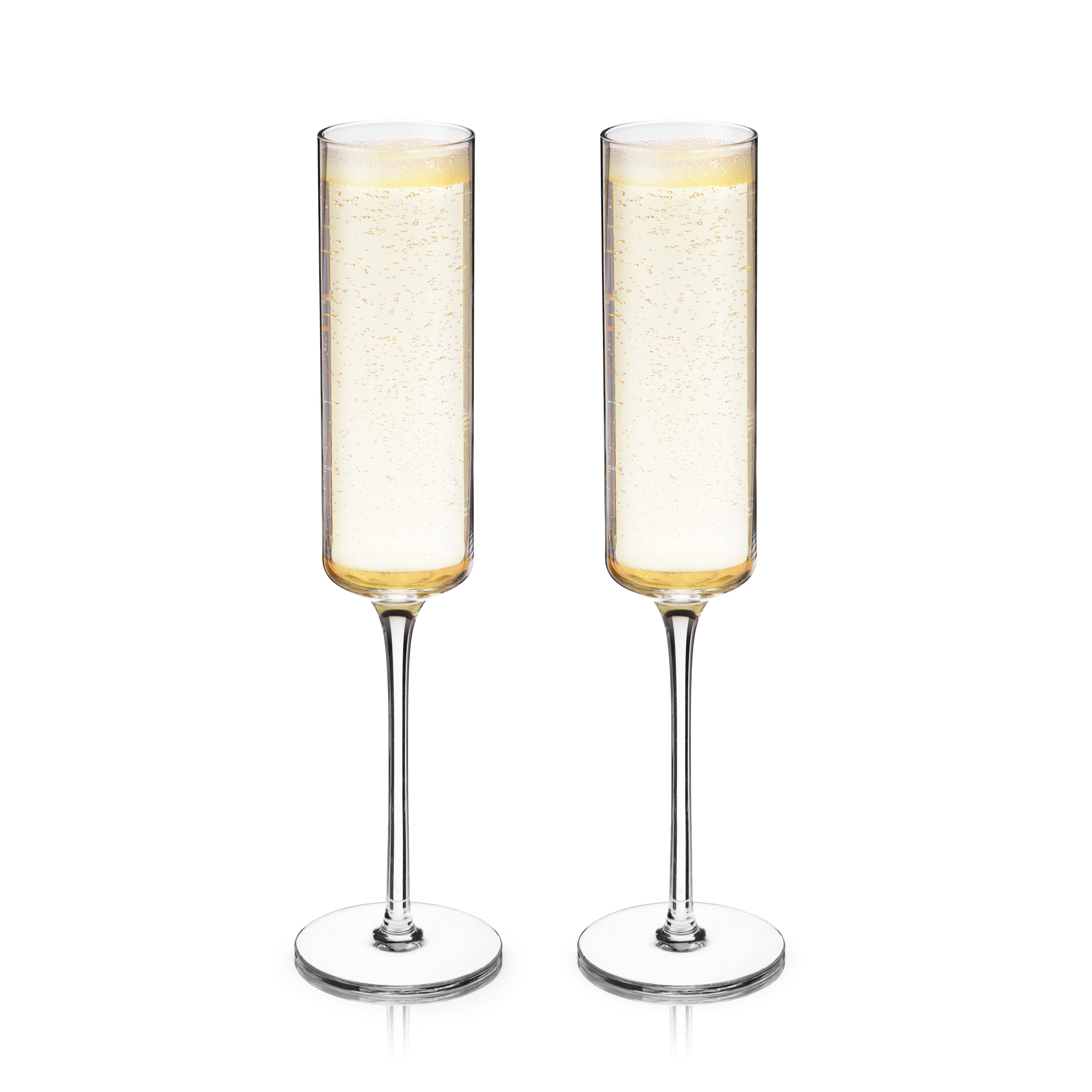Laurel Crystal Champagne Flutes, S/2