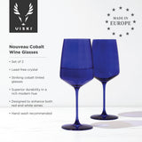 Reserve Nouveau Crystal Wine Glasses, Cobalt S/2