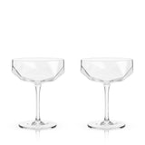 Seneca Faceted Coupe Glasses, S/2