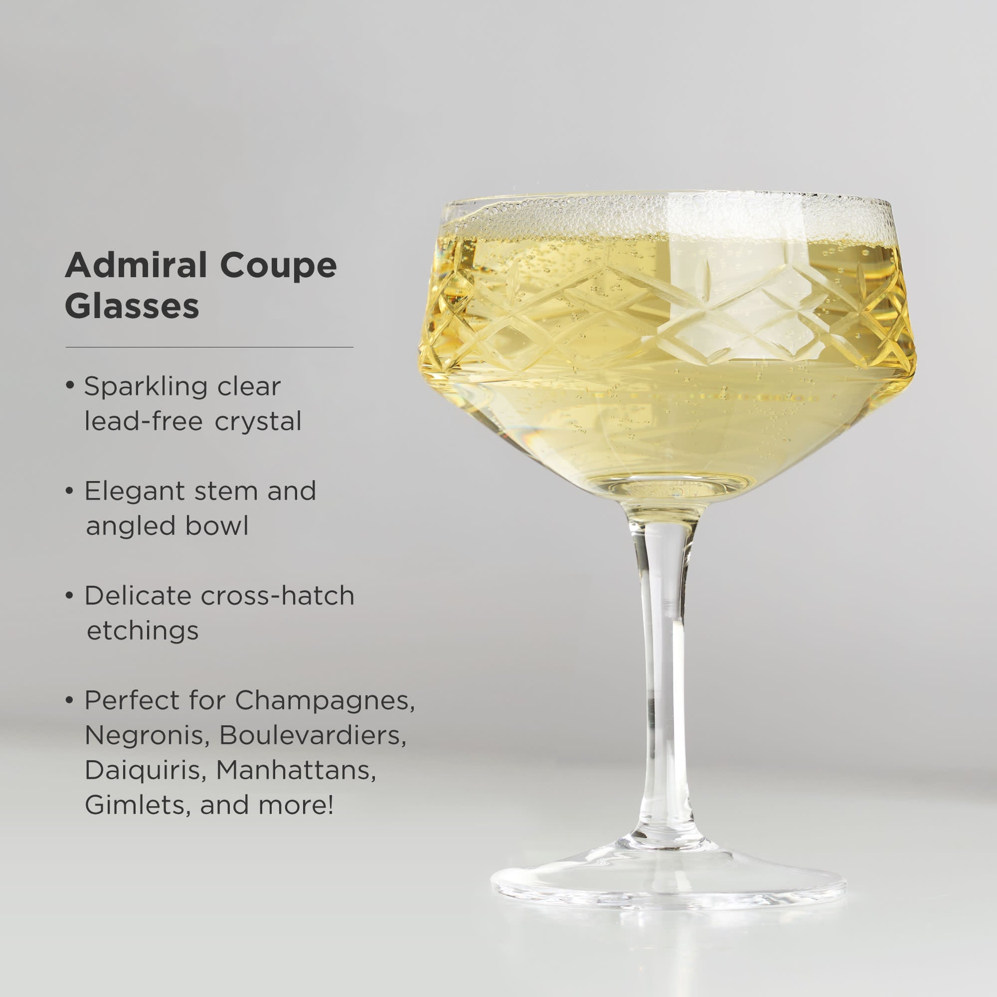 Admiral Crystal Coupe Glasses, S/2